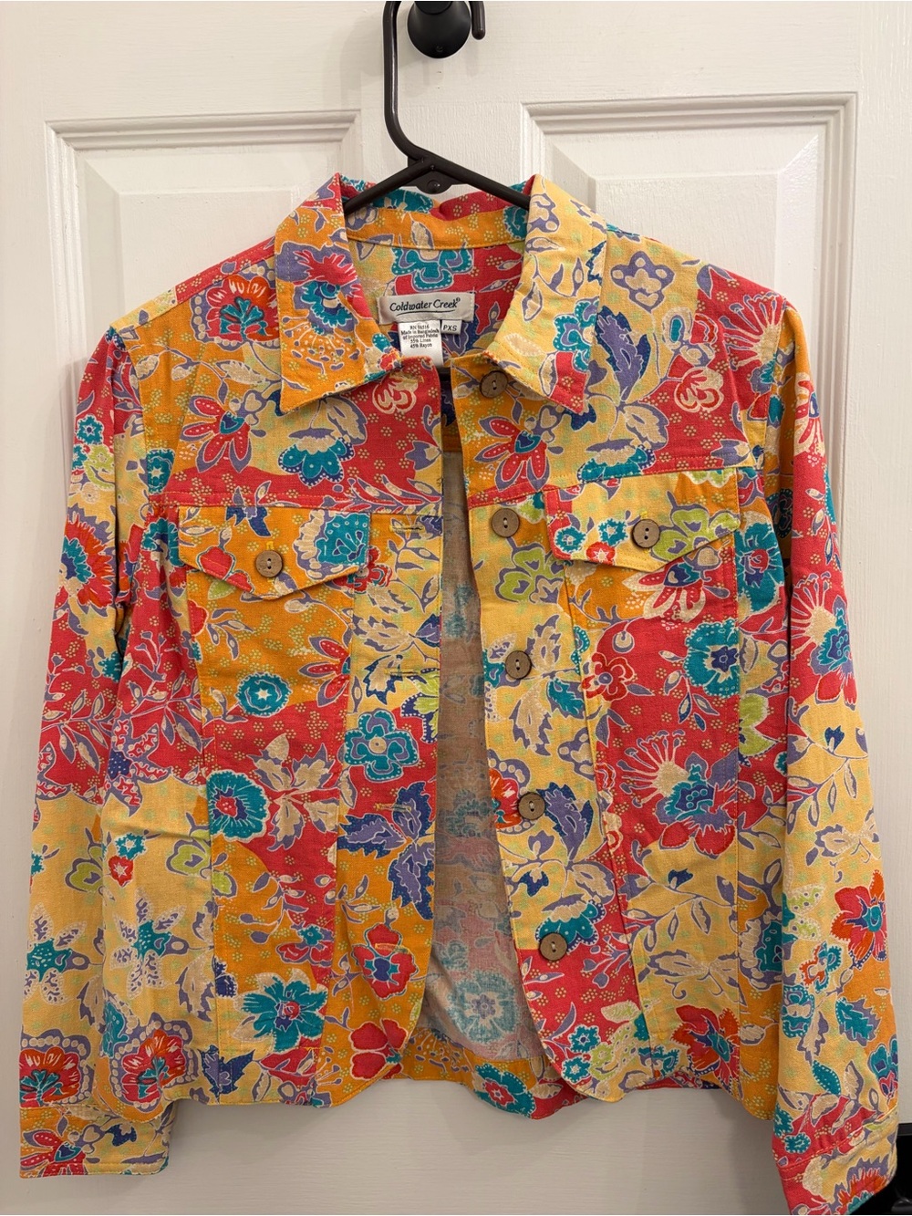 Coldwater Creek Multicolor Floral Patchwork Shirt Jacket